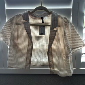 H&M Light Brown Striped Button Down Shirt